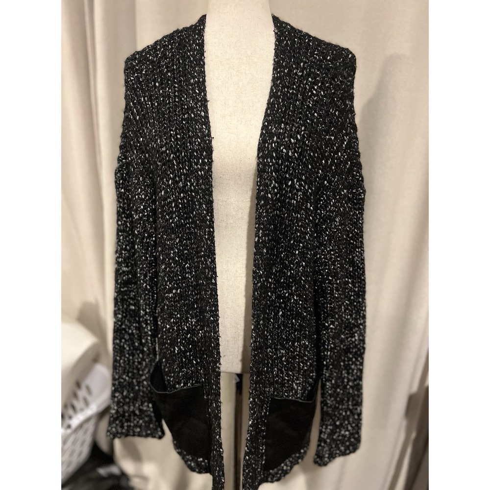 Halston Cardigan Black And Gray Medium Cotton